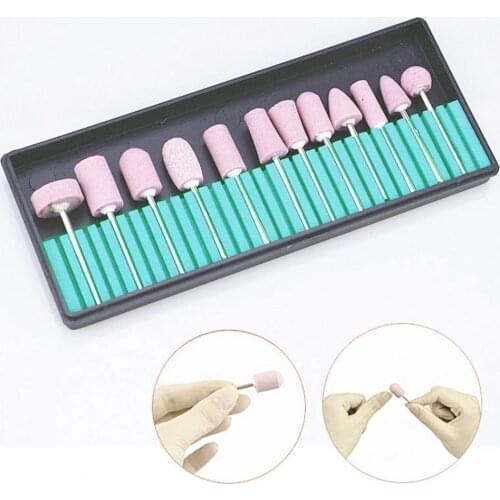 12Pcs/Set Delicate Nail Polish Machine Bit High Strength Wear-Resistant Mini Manicure Quartz Scrub Stone Buffers Nail Art Tool