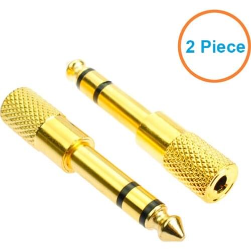 2pc/bag Gold plated 6.35mm 1/4"Male plug to 3.5mm 1/8"Female Jack Stereo Headphone Amplifier Audio Adapter,6.35 to 3.5 converter