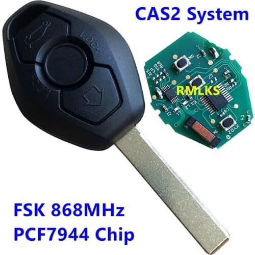 3 Buttons Uncut Remote Key Fob 868MHz ID7944 for BMW CAS2 3/5/7 Series E46 E60 E83 E53 E36 E38 E39 HU92 Blade Replacement Part