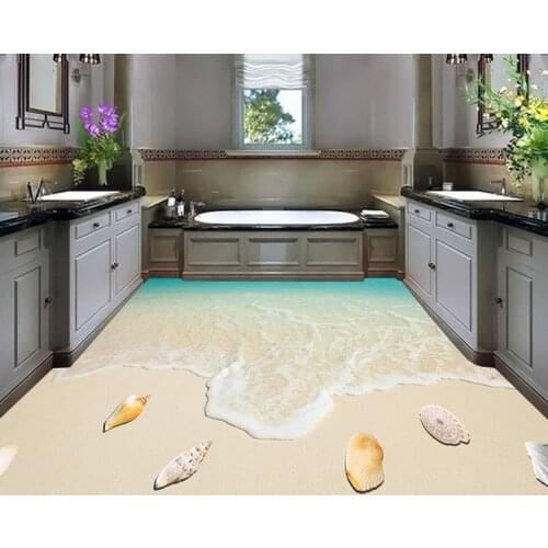 3d wallpaper waterproof Beach shell background floor wallpaper 3d for bathrooms floor 3d wallpaper