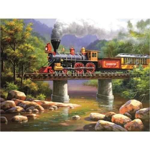 5d Diy Diamond Painting Trains Rivers Diamond Mosaic Full Home Decor Embroidery Crafts Cross Stitch landscape Needlework Posters