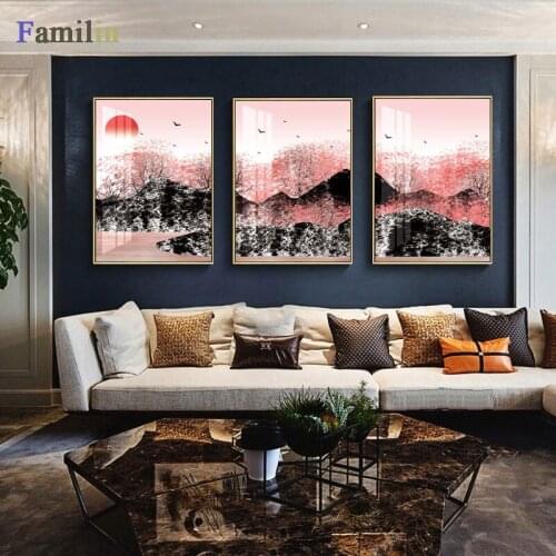 Abstract Bird Elk Landscape Forest Wall Art Canvas Painting Cuadros Posters Nordic Poster Picture Wall Pictures For Living Room