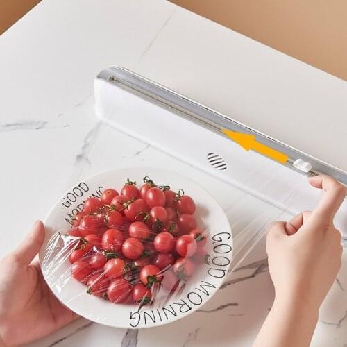 Punch-free Fixing Food Wrap Dispenser Cutter Foil Cling Film Wrap Dispenser Plastic Sharp Cutter Storage Holder Kitchen Tool
