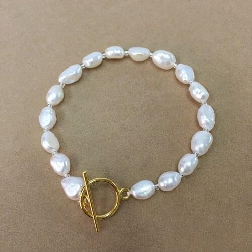BAROQUE PEARL BRACELET ,100% nature freshwater pearl bracelet with crystal beads,GOLD AND SILVER METAL