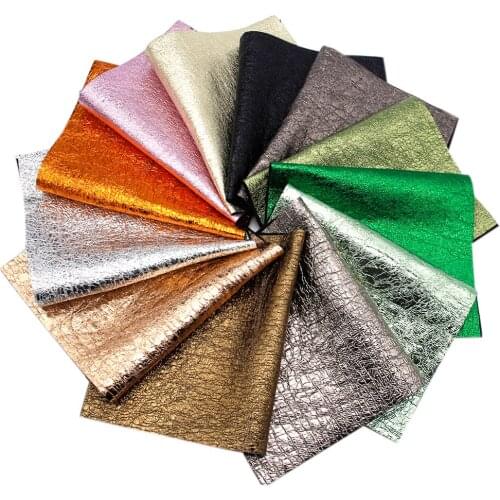 David accessories 20*33cm Burst Crack Metal Vinyl Artificial Faux Synthetic Leather Fabric DIY Garment HairBow HandBag,1Yc7072