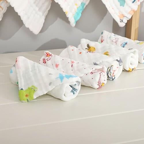5Pcs/set Baby Towel Saliva Towels 6 Layer Cotton Gauze Burp Cloth Newborn Square Feeding Bibs Washcloth 30x30cm Random Color