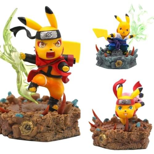 POKEMON Action Figures Pikachu Cos NARUTO Uchiha Sasuke Uzumaki Naruto Model Pendent Piece Toys and Gifts for Children