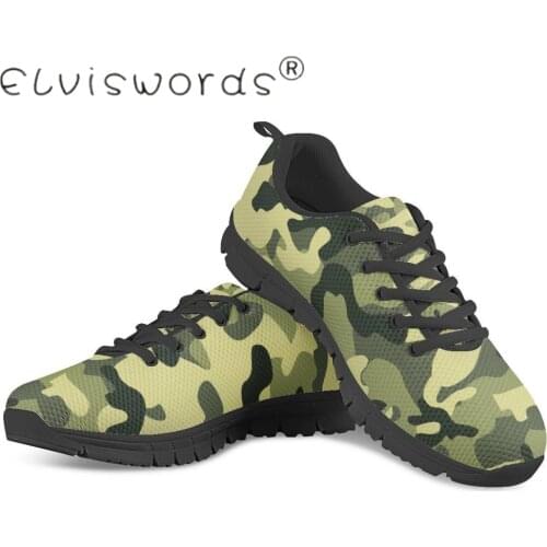 ELVISWORDS 2019 Men Shoes Geometric Camouflage Pattern Print on Demand Black Red Blue Green Spring Autumn Trendy Flats Shoes