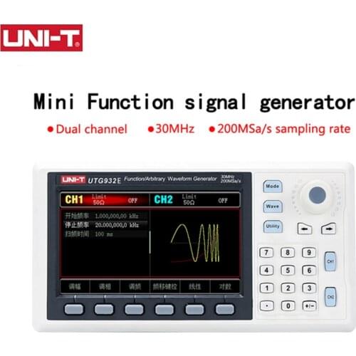UNI-T UTG962E Function Arbitrary Waveform Generator Signal Source Dual Channel 200MS/s 14bits Frequency Meter 30Mhz 60Mhz