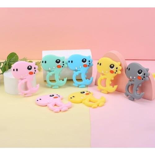 Sunrony 5pcs Baby Silicone Teether Cartoon Dinosaur Food Grade Silicone Rodent Teething Toy For Teeth Tiny Rod Baby Teether Gift