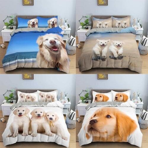 3D Printed Cute Puppy Bedding Set Dog Soft Microfiber Duvet Cover and Pillowcase