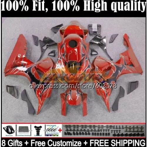 Injection Body For HONDA CBR 1000 RR CC CBR 1000RR 1000CC 49CL.0 CBR1000RR 06 07 CBR1000 RR 2006 2007 OEM Fairing Red Flames Blk