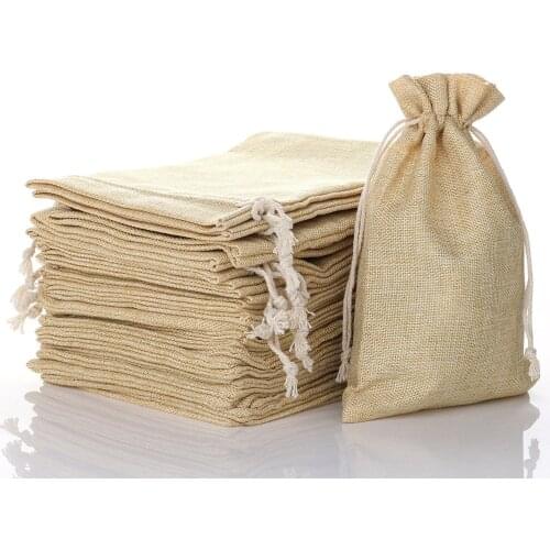 Line Jute Drawstring Bag Candy Sack Pocket Bags For Mini Jewelry Sweets Storage Christmas Party Favors Gift Packaging 20pc/lot
