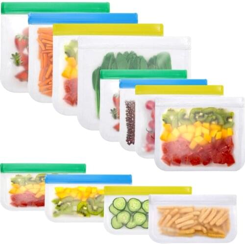 4Pcs New Sandwich Pouch Containers Reusable Food Storage Bag Silicone Leakproof Fresh Fruit Pouch Freezer Bags Cup Ziplock Shut