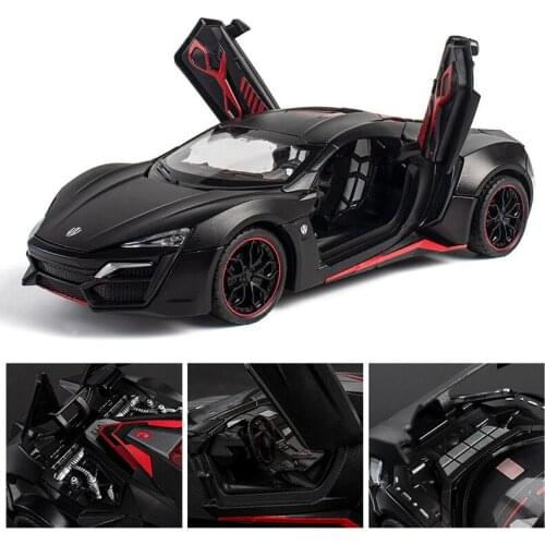 1:24 high simulation simulation Lyken sports car sound and light pull back 4 door can be open model toy car for children gifts