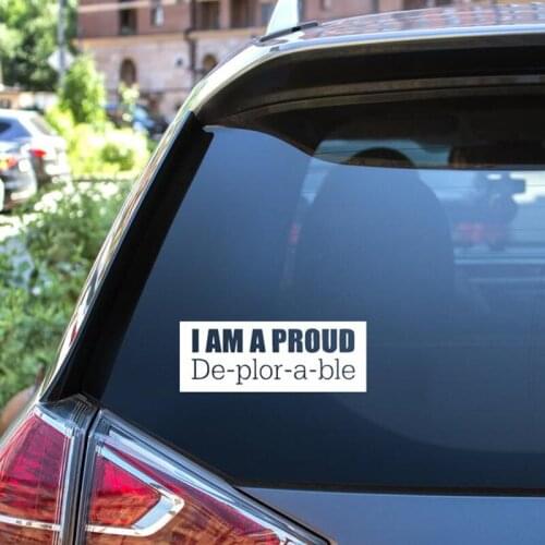 Black/Sliver I am a Proud Deplorable Decal Car Window Decor Simple Word Sticker Waterproof Removable S020