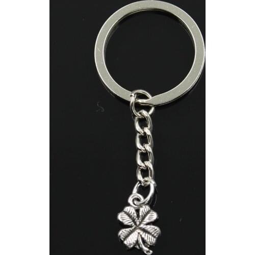New Fashion Keychain 17x11mm Lucky Irish Four Leaf Clover Pendants DIY Men Jewelry Car Key Chain Ring Holder Souvenir For Gift