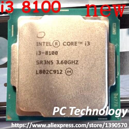 New (not used) Original Intel Core i3 8-series Processor I3 8100 I3-8100 3.6GHz 6M LGA1151 14nm Quad-Core free shipping