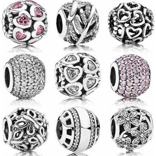 Openwrk Light As A Feather Love Heart Bonds With Crystal Bead Charms Fit Europe Bracelet 925 Sterling Silver Bead DIY Jewelry
