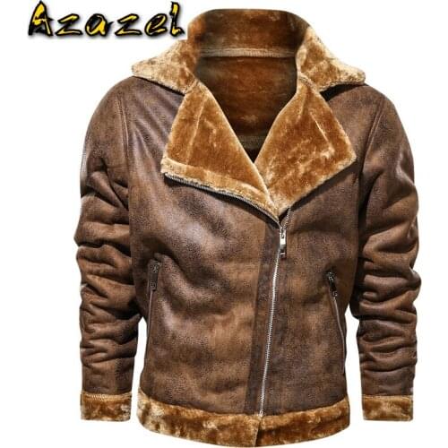 Wholesale Winter Flight Pilot Mens Fur Leather Jacket Coats 4XL Air Force Mans Shearling Jackets Winter Velvet Coat High Quality