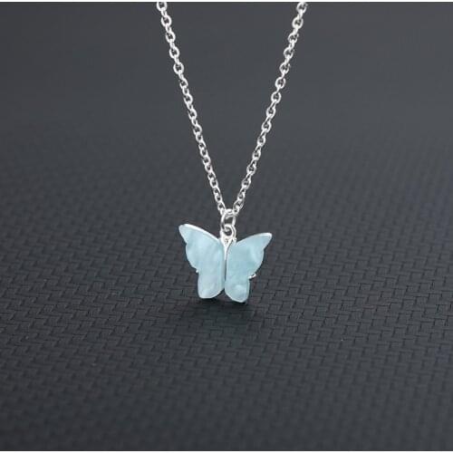 Gold Stainless Steel Necklace For women Colorful Butterfly pendent Necklace women Gold Chain women Fashion Chrismas Jewelry 2020