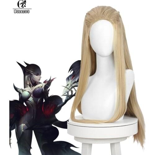 ROLECOS Game LOL Coven Evelynn Cosplay Wig 70cm Blonde Long Straight Wig Halloween Women Hair Synthetic Wig Heat Resistant