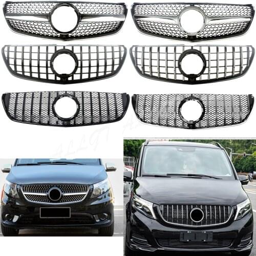 Front Racing Billet Bumper Grille Upper Facelift Grill For Mercedez-Benz V-Class W447 2015 2016 2017 2018 2019 Diamond GTR
