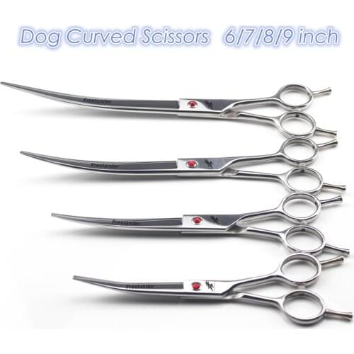 6/7/8/9 inch Curved Scissors Professional Cat Dog Shears Pet Grooming Scissors Hair Cutting Japan 440C Animals Haircut Tools