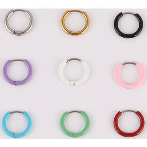 Simple Colorful Earring Stainless Steel Earring Hoop Earrings Round Circle Earrings For Women Geometric Women Jewelry Earrings
