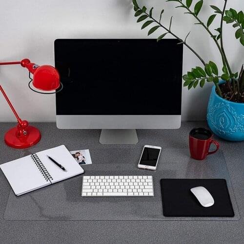 Transparent Desk Mat Non-slip Round Edges PVC Desk Mat Textured Desk Pad Home School Office Stationery Supplies Blotters