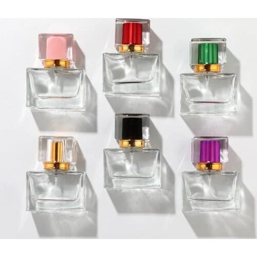 MUB 30ml 50ml Glass Refillable Spiral Thick Bottom Square Glass Atomizer Perfume Bottle Cosmetic Empty Spray Bottle Container