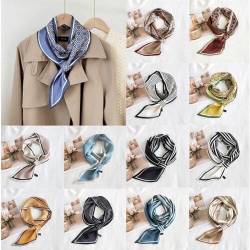 Luxury Silk Satin Scarf For Women Fashion Kerchief Head Scarves Vintage Print Square Headbands Neck scarf For Ladies Shawls