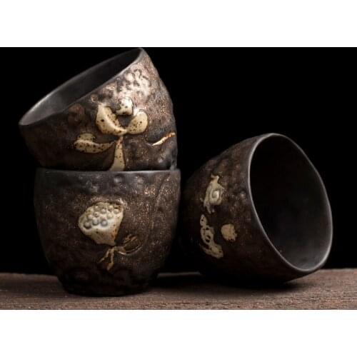 Rough ceramic tea cup iron embroidered glaze ceramic tea cup retro Master Cup creative kiln kungfu tea set