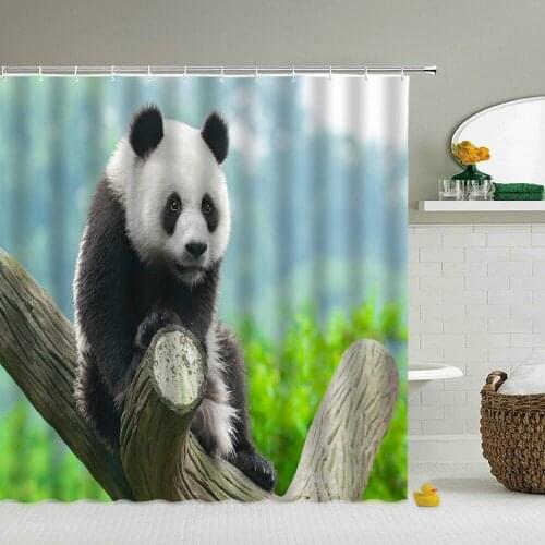 Chinese Panda Shower Curtains With Hooks Waterproof 3d Bathroom Curtains Decoration Printing Washable Bath Screen