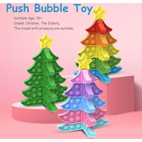 3D Stitchable Christmas Tree Silicone Push Bubble Fingertip Toys Stress Reliever Adults Kids Sensory Squeeze Decompression Toys