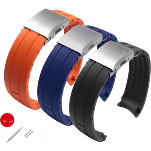 Arc Interface Silicone Watchband Replacement Mido M005 Series Rubber Mens Bracelet 22mm 23mm Black Blue Orange