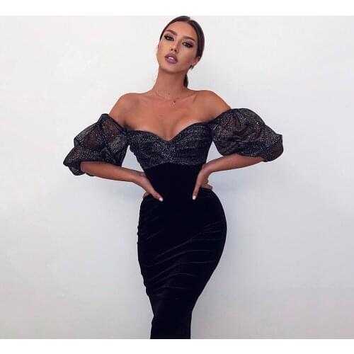 Sexy Temperament Womens Black Bandage Dress Spring Summer 2021 New Fashion Mesh Stitching Bodycon One shoulder Dress Club Dress