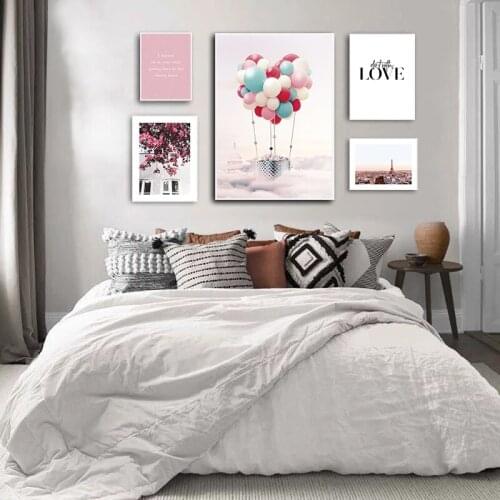 Modern Architecture Pink Landscape Home Decor Picture Nordic Art Wall Personalized Canvas Painting Bedroom Living Room Poster