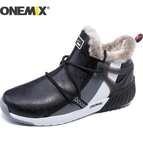 Onemix Outdoor Waterproof Hiking Boots Men Winter Shoes Walking Jogging Hiking Shoes Mountain Sport Boots Climbing Mens Sneakers