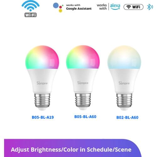 SONOFF 1-10 Pieces 9W Wi-Fi Smart LED Bulb E27 Warm/cool RGB Lamp Bulbs Smart Home Control EWeLink APP With Alexa Google Home