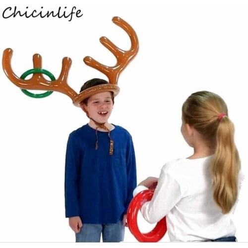 Chicinlife Funny Inflatable Reindeer Antler Hat RingsToss Christmas Party Game Toys