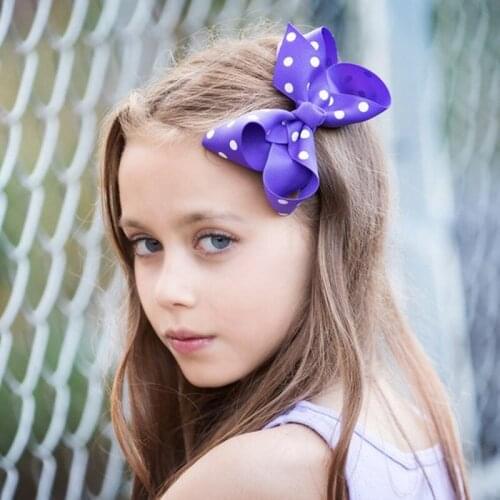 5 pcs 6 inch Dots Hair bow Hair Clips Kids Girls hair accessories Hairpins Headwear School Large Hair bows Hairgrips