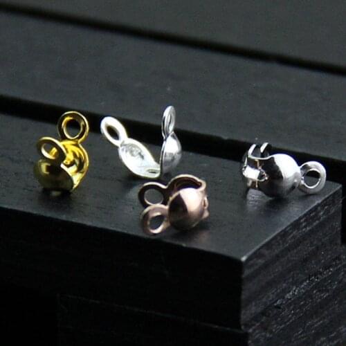 5pcs/lot 925 Sterling Silver Ball Chain Connector Clasps Gold/Rose Gold Color End Cap Clasps DIY Fancy Jewelry Making Findings