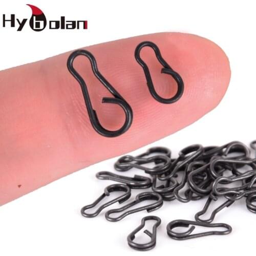 HYBOLAN 50pcs Fishing Snap Clips Quick Connector Change Carp Fishing Terminal Tackle Link matte black for Carp Rig Accessories