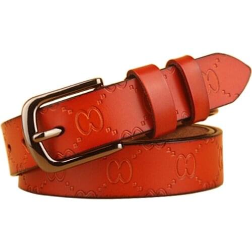 New Design Emboss Floral Women Belts Fashion Big Size Genuine Leather Dress Strap Female Waistband Vintage Pin Buckle Jeans Belt