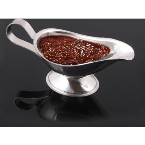 1PC 304 Stainless Steel Juice Boats Beefsteak Gravy Sauce Container Plate Tableware-in Gravy Boats Western-style food JO 1096