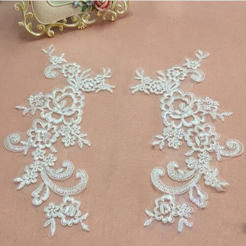 10Pieces Flower Embroidered Lace Applique Motif Lace Fabrics Venise Sew on Accessories Patches Scrapbooking Lace Dress