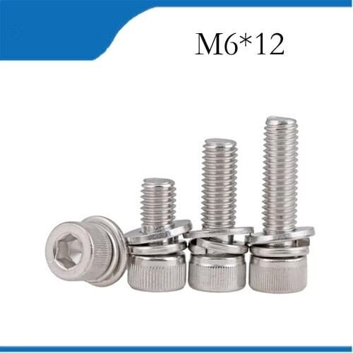 10ps M6*12mm 304 Stainless Knurled Thumb Head Inner Bolt Hexagon Socket Lock Washer Assembly Screwcombination m6 bolts,m6 nails