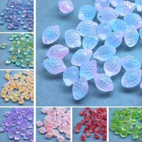 20pcs 10x14MM Gradient Color Lampwork Beads Lemon Shape Glass Beads For Earrings Jewelry Making Handmade DIY Charms Pendant