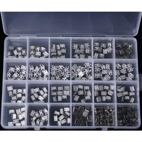 240 Pcs/box 24 Models Micro USB Connector Socket Jack USB Connectors Set for MP3/4/5 Lenovo ZTE Huawei Samsung SONY Xiaomi HTC